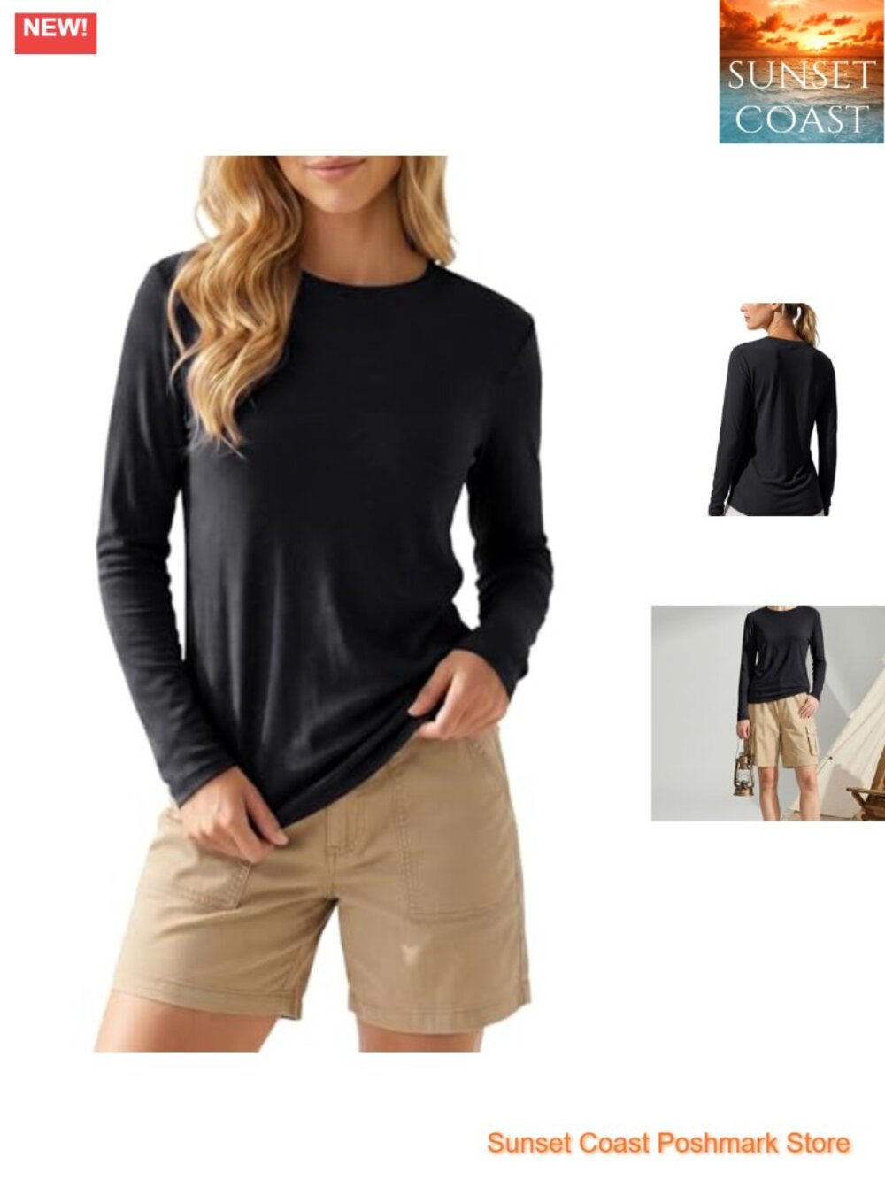 Merino Wool Lyocell Blend Long Sleeve Tee Lightweight Breathable Sun Protection